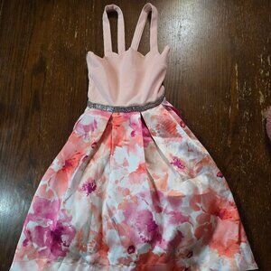 Girls pink floral dress size 10